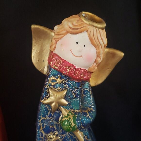 💐Vintage Set of 3 Lovely Ceramic Angel Votive Tealight Candle Holder Luminaries - Picture 8 of 10